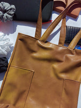 Load image into Gallery viewer, Brown Faux Leather Tote Bag
